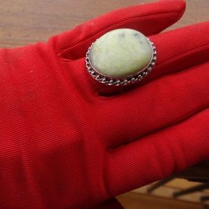 Cream Jasper Gemstone w Sterling Silver Ring s 7.5